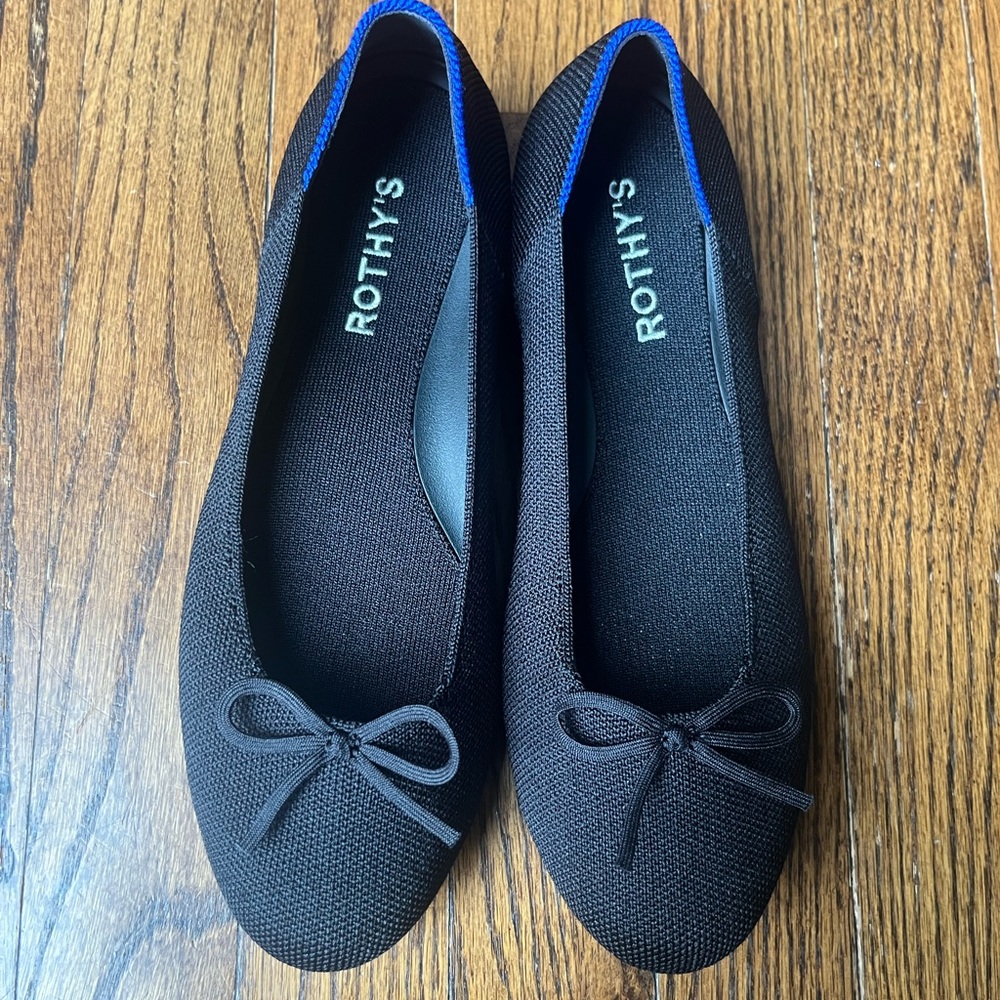 Rothy's The Flat Ballet Black Bow Solid Women’s US 7